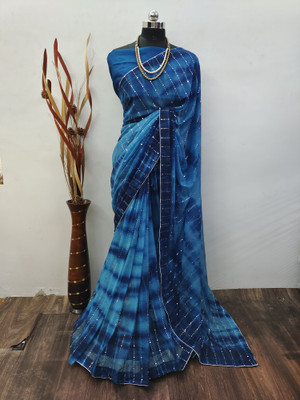 YUVIFLAIR Self Design Bollywood Lycra Blend Saree(Blue)