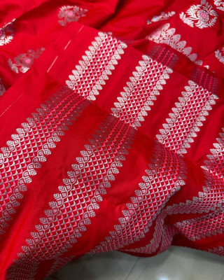 collctionmekhla Woven Mekhela Chador Pure Silk Saree(Red)