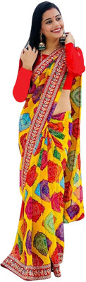 VRUTA FASHION Printed Bandhani Georgette Saree(Multicolor)