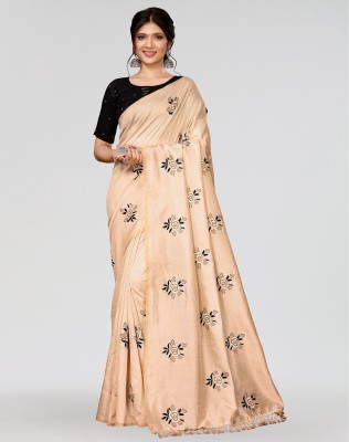 ANIRAV Embellished Bollywood Art Silk Saree(Brown)