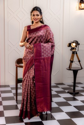 MIMOSA Woven Kanjivaram Art Silk Saree(Pink)