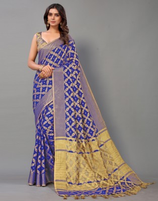 Divastri Self Design, Woven, Embellished Kanjivaram Jacquard, Pure Silk Saree(Blue)
