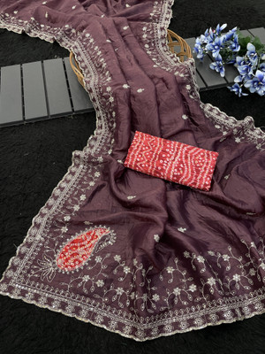 Vastramsarees Embroidered Bollywood Jimmy choo Saree(Multicolor)