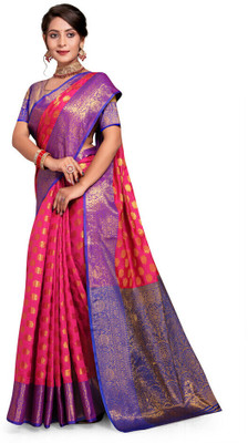 Jay fashion Self Design Banarasi Art Silk, Silk Blend Saree(Multicolor)