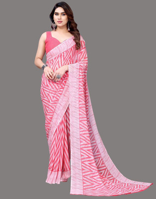 shiv textiles Printed Bollywood Georgette Saree(Pink)
