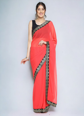 NIRMOHIFASHION Self Design Bollywood Georgette Saree(Red)