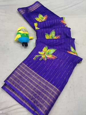 Vihan Fab Surat Printed Bollywood Chanderi Saree(Light Blue)