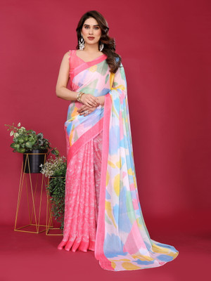 Vastram Enterprise Printed Bollywood Chiffon Saree(Pink)