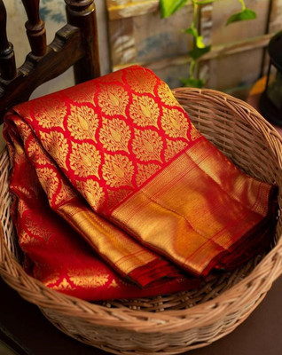 MISS WEARS Self Design Bollywood Silk Blend Saree(Pack of 2, Red)