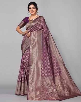 nilormy Woven Banarasi Pure Silk Saree(Purple)