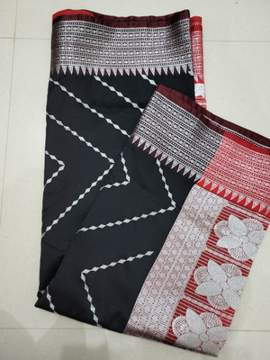 HouseOfCommon Temple Border Kanjivaram Handloom Nylon Saree(Black)