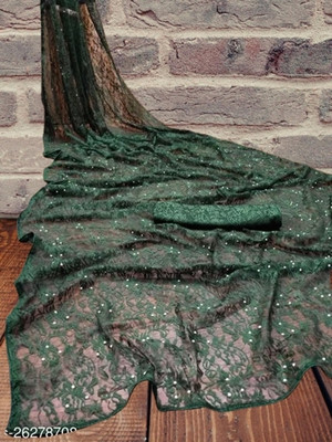 NEXA Solid/Plain Bollywood Net Saree(Green)