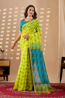 SILKORA Digital Print Bollywood Chanderi Saree(Green)