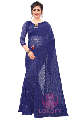 LOROFY Self Design Bollywood Net Saree(Multicolor)