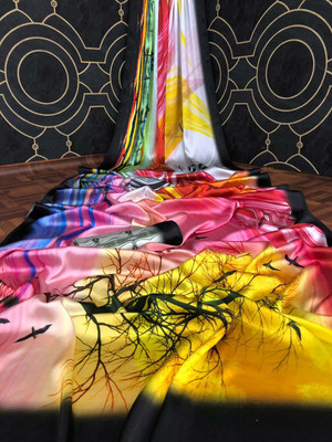 Arpita Fashion Digital Print Bollywood Crepe Saree(Multicolor)