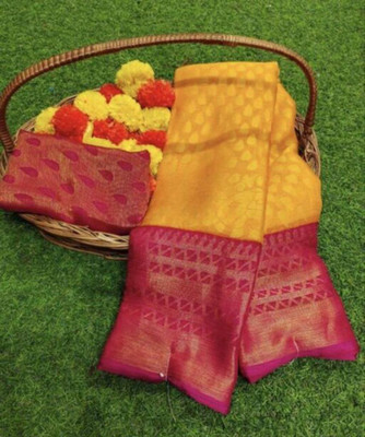 Shrimorifashion Printed Bollywood Silk Blend Saree(Yellow)