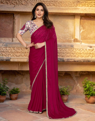 Satrani Self Design Bollywood Georgette Saree(Pink)