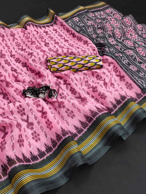 Geeta Store Printed Banarasi Chanderi Saree(Multicolor)