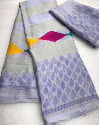 Femane Printed Patola Chiffon Saree(Grey)