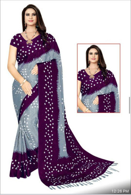 harshit designer Blocked Printed Daily Wear Silk Blend Saree(Grey)