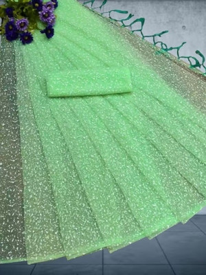 Suali Embroidered Bollywood Net Saree(Light Green)