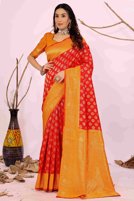 Suali Woven Kanjivaram Art Silk Saree(Red)