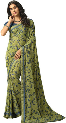 ROOP SUNDARI SAREES Printed Daily Wear Georgette, Chiffon Saree(Light Green)