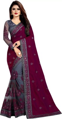 Hensi sarees shop Printed Leheria Muslin Saree(Purple)