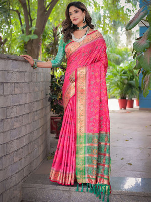 ANOUK Woven Kanjivaram Silk Blend Saree(Pink)