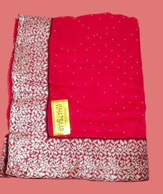 ABC Hand Painted Pant Saree Chiffon Saree(Red)