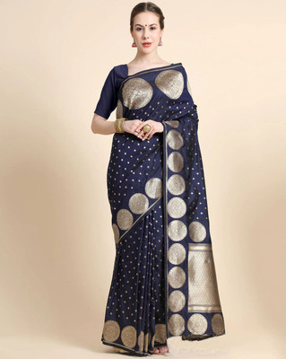 Amrut Collection Self Design Kanjivaram Art Silk Saree(Dark Blue)