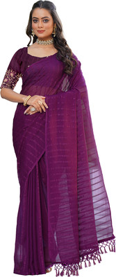 Virendra Textiles Dyed Bollywood Chiffon Saree(Magenta)