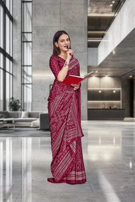 Feminista Printed, Solid/Plain Daily Wear Crepe Saree(Purple)