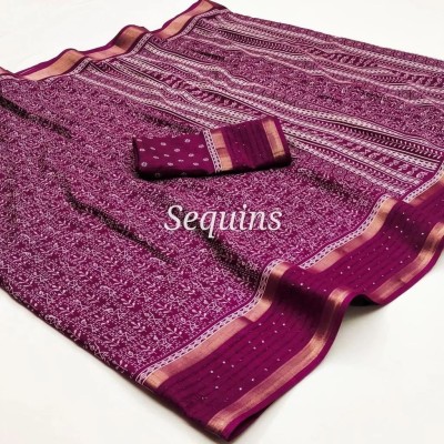 Orus Printed Bollywood Silk Blend Saree(Magenta)