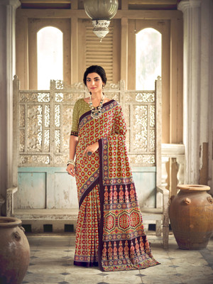 KPHOUSE Printed Bandhani Pure Cotton Saree(Multicolor)