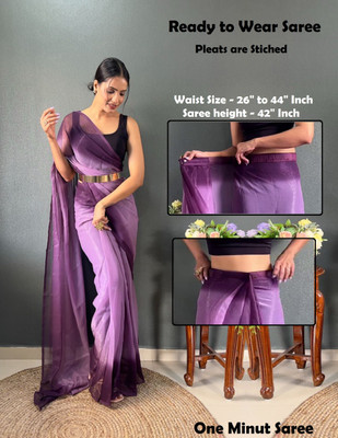 Riddhi textile Hub Solid/Plain Bollywood Chiffon Saree(Purple)