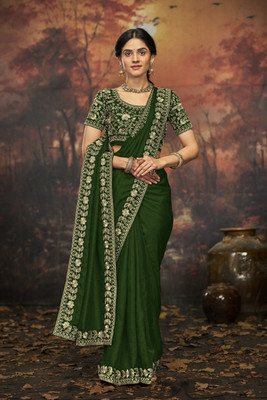 Manidhar Self Design Bollywood Art Silk Saree(Green)