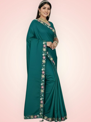 Shree Ambey Self Design Bollywood Georgette Saree(Green)