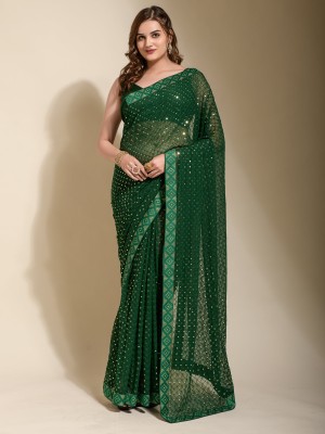 Sareemall Embellished Bollywood Georgette Saree(Green)