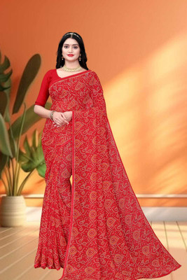 HouseOfCommon Ombre Bollywood Georgette Saree(Red)