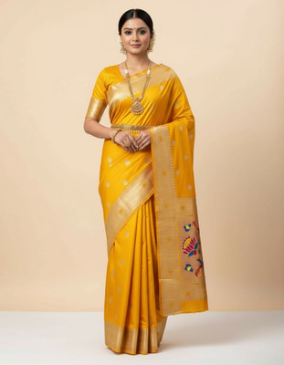 KOMAL NX Woven Banarasi Art Silk Saree(Mustard)
