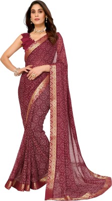 Priyashi Printed Bollywood Georgette, Lace Saree(Maroon)