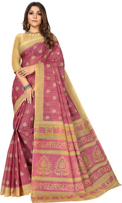 RATAN Printed Daily Wear Pure Cotton Saree(Magenta)