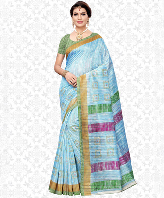 Divastri Printed Mysore Art Silk Saree(Light Blue)