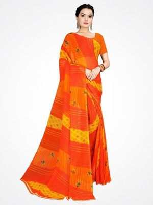 Saadhvi Printed Banarasi Cotton Blend Saree(Multicolor)