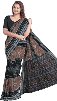 JAYANTI HANDLOOOM Self Design Sambalpuri Pure Cotton Saree(Brown)