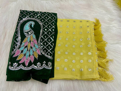 bhavika silk mills Embroidered Bollywood Georgette Saree(Yellow)