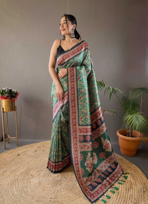 Tasrika Digital Print Bollywood Silk Blend Saree(Green)