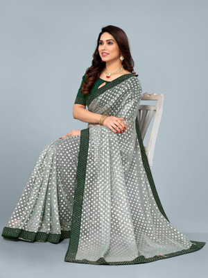 Karyavar Self Design Bollywood Lycra Blend Saree(Green)
