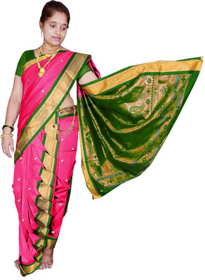 Spewim Woven Paithani Art Silk Saree(Pink)